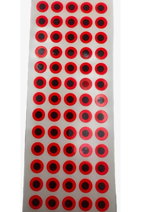 Flat Stick On Eyes, 5/16 Fluorescent Red