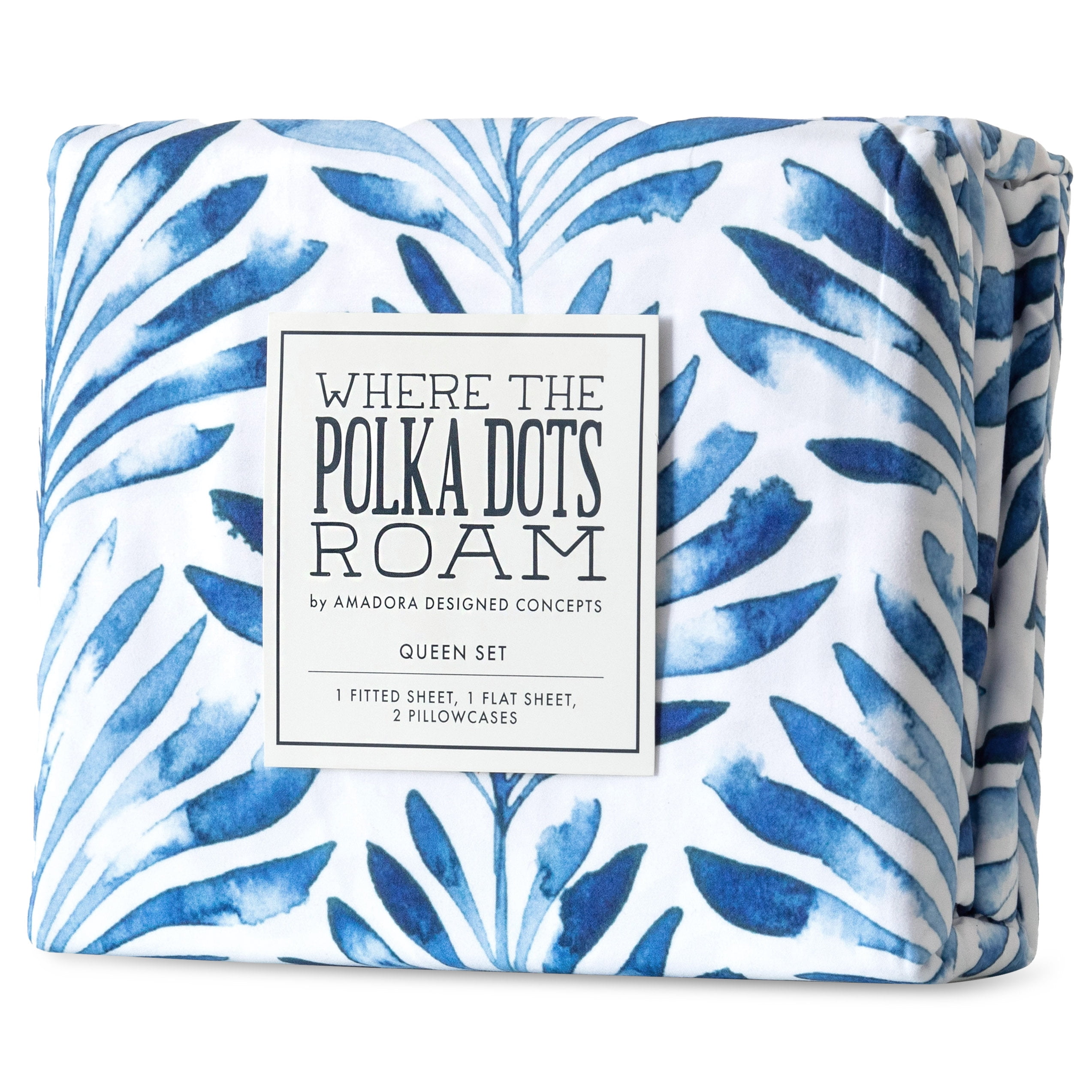 King Size Blue Palms Floral Microfiber Sheet Set