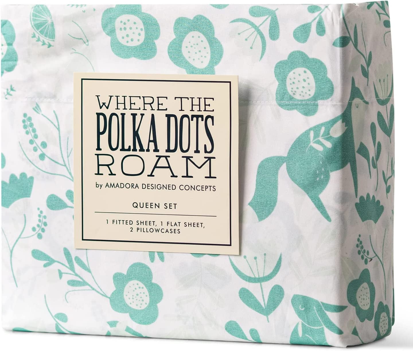 Seafoam Green Floral Microfiber Full Bed Sheet Set