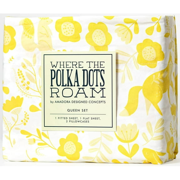 WTPDR Full Bed Sheet Set - 4 Piece Premium Sheets and Pillowcases Set, Super Soft Cooling Luxury Bedsheets - Yellow Folktale