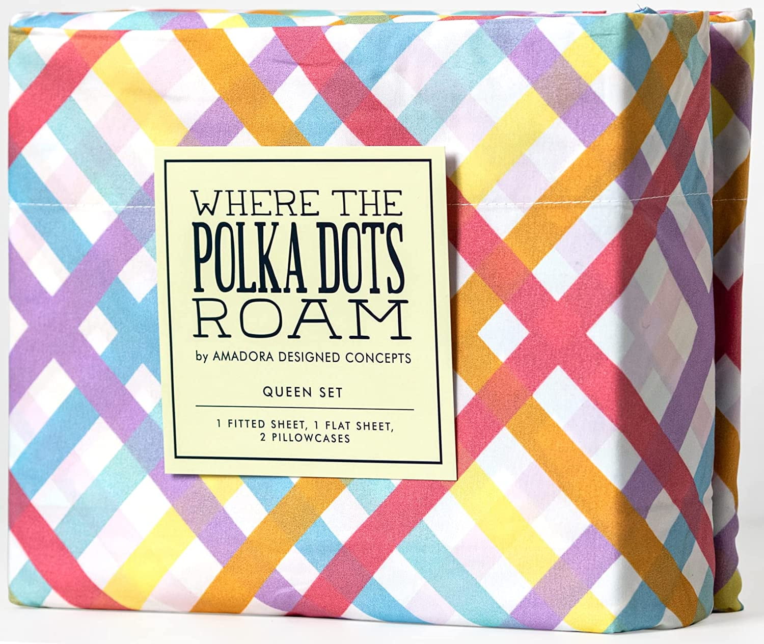 Colorful Rainbow Gingham Queen Microfiber Sheet Set