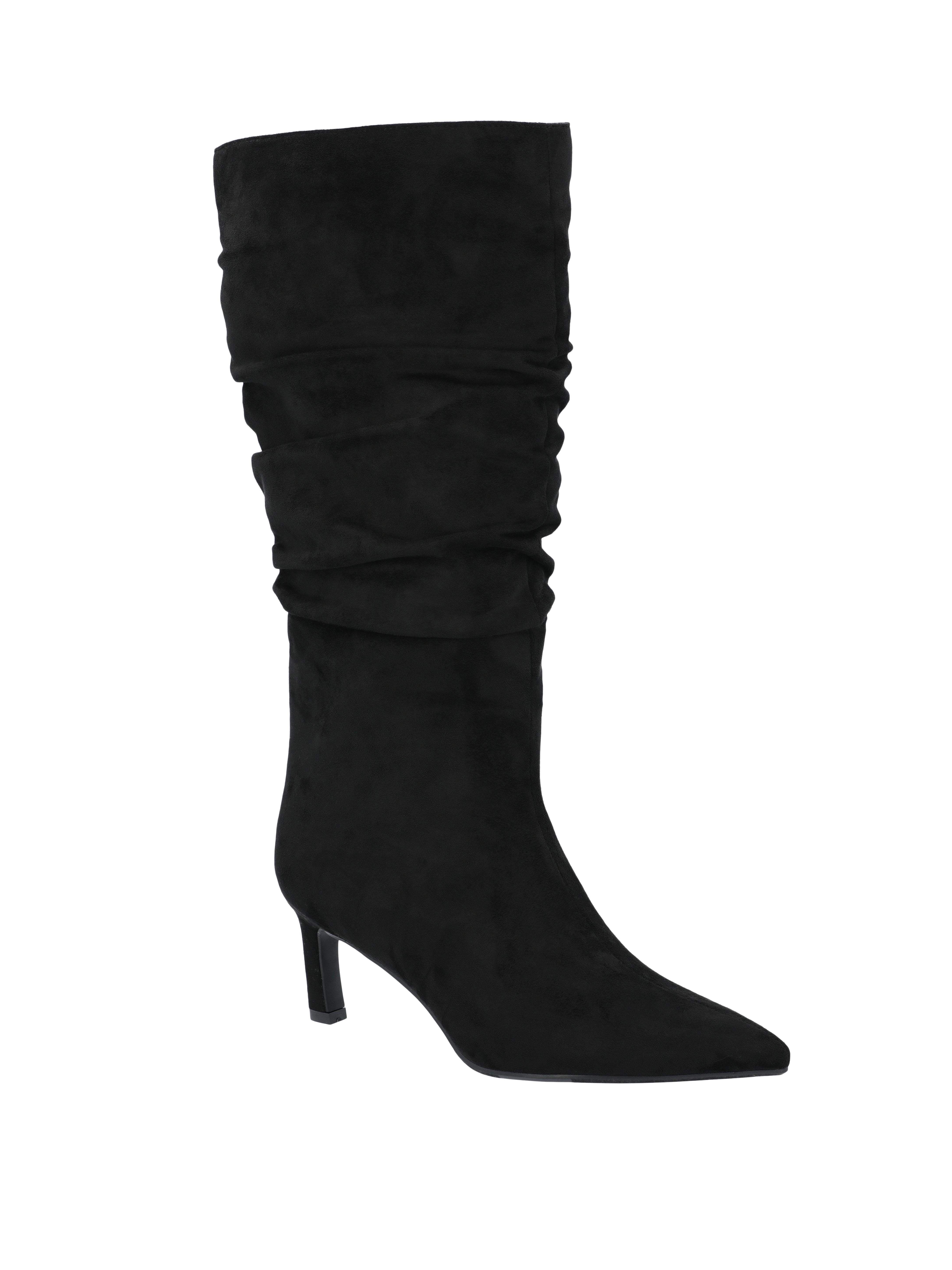 Time and Tru Women's Faux Suede Slouch Boots with Kitten Heels, Wide Width Available