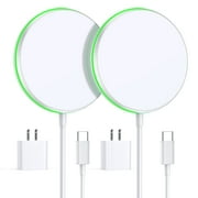 WTUHU 2 Pack Magnetic Wireless Charger 15W Apple Magsafe Charger Pad with 20W Adapter for iPhone 15/14/13/12 Pro/Max/Plus/Mini and AirPods 3/2/Pro 2/Pro with 5ft Charging Cable-White