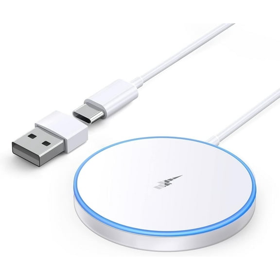 WTUHU Magnetic Wireless Charger 15W Fast Mag-Safe Charging Pad for iPhone 17/16/15 /14/13/12 Series AirPods 3/2/Pro/Pro 2, White