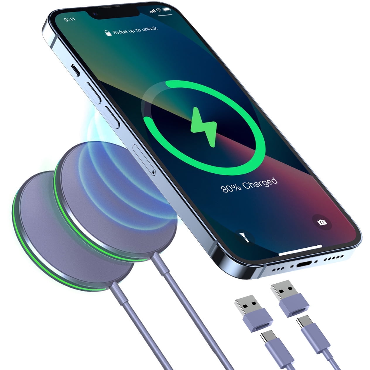 WTUHU Magnetic Wireless Charger 2-Pack 15W Compatible with iPhone Charger Mag-Safe Charging Pad Compitable for iPhone 15/14/13/12 Series Fast Charging
