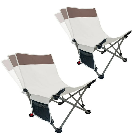 WTVIDAS Backpack Beach Chairs 2 Pack with Adjustable Backrest & Side Pocket, Low Folding Camping Chairs for Adults.Portable Reclining Chairs for Beach,  Travel