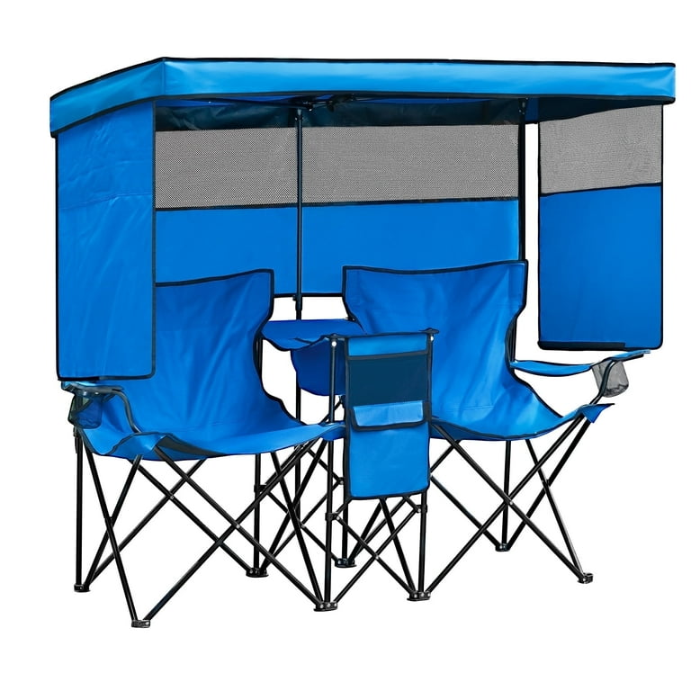 WTVIDAS Double Beach Chair with Canopy Shade, Folding