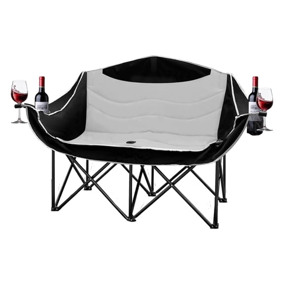 WTVIDAS Double Camping Chair XL Oversized for Adults, Folding Camping Loveseat for Outdoor Lawn Beach, 2 Person Portable Padded Camping Chair Heavy Duty