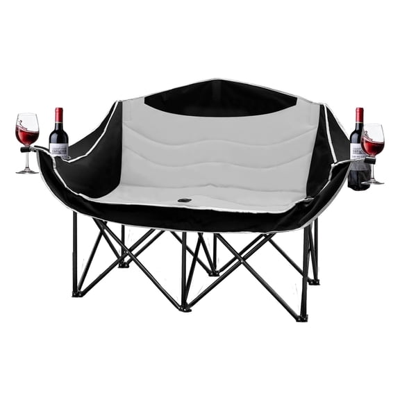 WTVIDAS Double Camping Chair XL Oversized for Adults, Folding Camping Loveseat for Outdoor Lawn Beach, 2 Person Portable Padded Camping Chair Heavy Duty