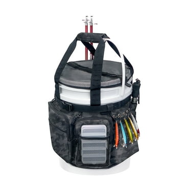 WTVIDAS Fishing Bucket Organizer with Top Cover, lce Fishing Tackle Bag with Rod & Plier Holder, Multi-Pockets for 5 Gallon Bucket Fish Gear & Accessories