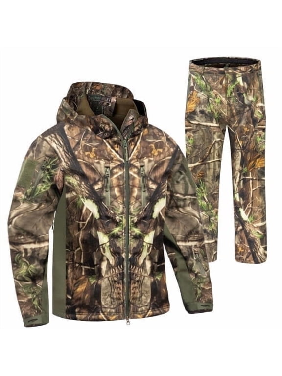 Hunting Clothes for Men with Lining, Compatible Water Resistant Deer Hunting Jacket and Pants(L)