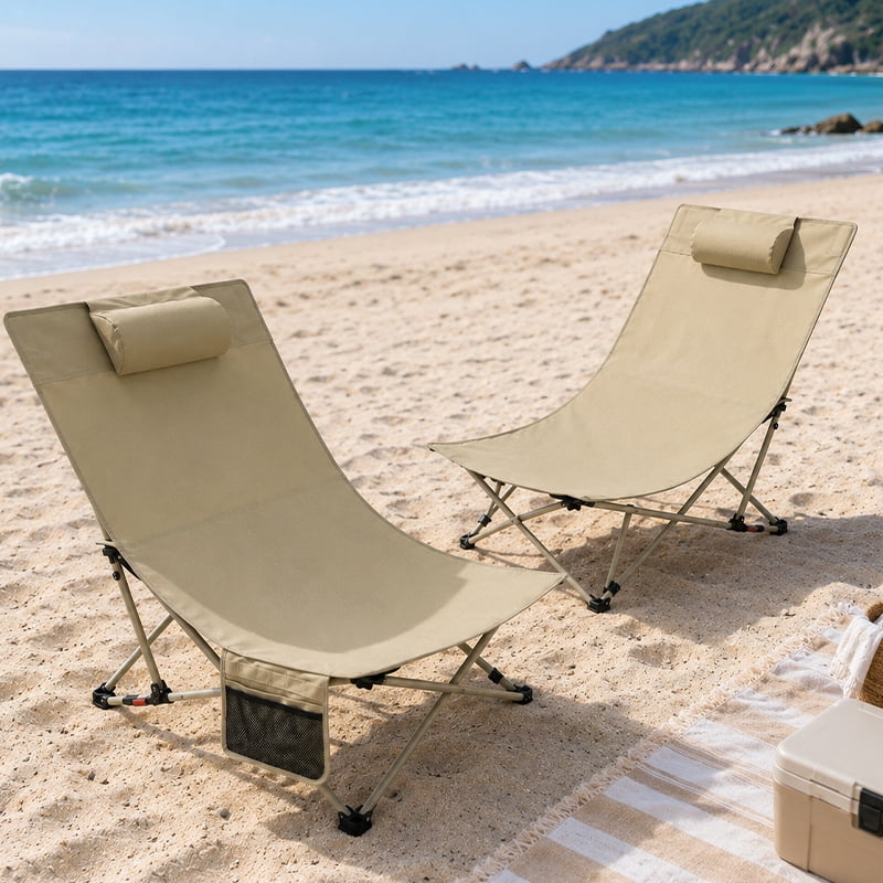 Ktaxon, Patio Folding Web Lawn Chair Set, 2 Pack, Light Blue