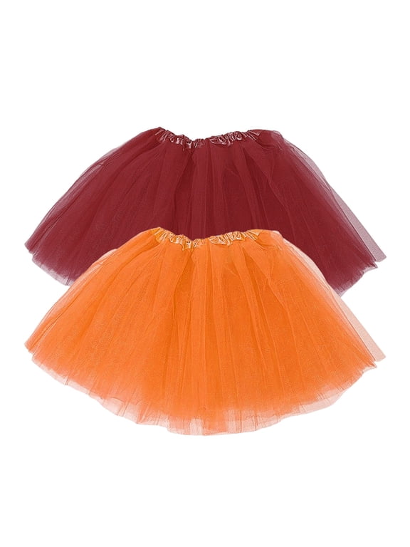 2 Pack Led Tutu Skirt Layered Tutus Mardi Gras Tutu Skirt Sparkly Layered Tulle Tutus for Women's Party Costume Dancing Skirt Tulle Ballet Dance Skirts Led Costume Dress for Women Orange A