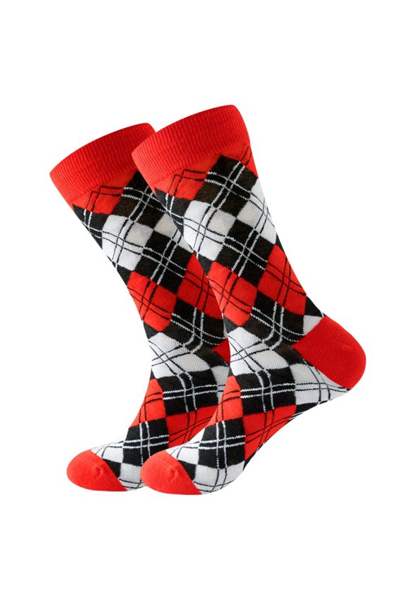 Ankle Socks, Adult Unisex Diamond Square Printing Colorful Street Personality Medium Socks