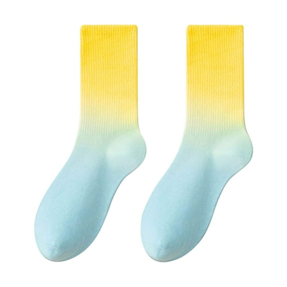 WTXUE Ankle Socks, Fashionable Tie Dye Gradient Comfortable Casual Socks That Can Be Worn Outside Mid Calf Cotton Socks, Yellow