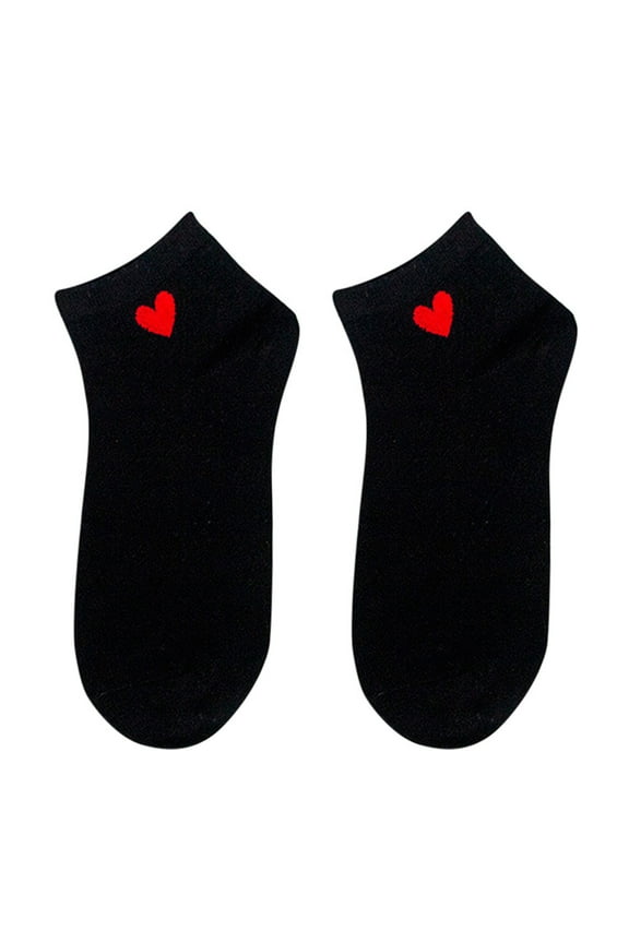 Ankle Socks for Women, Low Cut Socks Women, Womens Heart Ankle High Low Cut Cotton Socks, Valentines Socks, Heart Socks, Black
