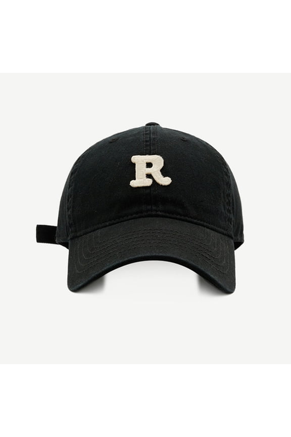 Baseball Cap Trucker Hat Spring/Summer Big Headed Soft Top R Letter Solid Duck Tongue Hat Baseball Hat Sun Protection Hat Snapback Hats Sun Hat Black One Size