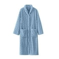 thumbnail image 1 of WTXUE Bath Robe Robes For Women Womens Long Robe Fuzzy Cozy Warm Bathrobe Shawl Collar Spa Robe Laddies Textured House Coat Night Gowns Dressing Gown, Sky Blue L, 1 of 8