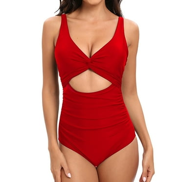 WTXUE Bathing Suit Front Cutout One Swimsuit High Waisted Monokini Bathing Suit Slim One-Piece Swimsuits (Women's) Size M