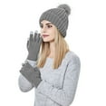 thumbnail image 1 of WTXUE Beanie, Gloves for Women Winter Womens Warm Hat Thick Hat Warm Soft with Gloves Knitted Knit Ski Cuff Baseball Caps Gloves with Touchscreen Fingers, Silver, 1 of 4