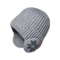thumbnail image 1 of WTXUE Beanie, Hat with Ear Flaps Men and Women Outdoor Warm Hat In Winter Border Thickened Knitting Wool Hat Cold Proof Earmuff Cap, Grey, 1 of 4