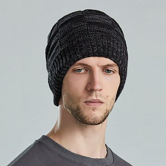 WTXUE Beanie Knit Hat Autumn Winter Hat Knitted Hat European And American Flanged Mixed Color Hanging Wool Hat Ski Hat Soft Warm Hat Winter Hat Black One Size