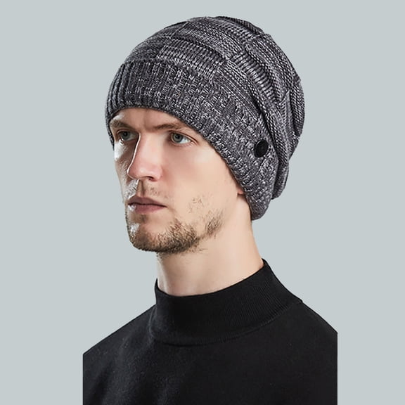 WTXUE Beanie Knit Hat Autumn Winter Hat Knitted Hat European And American Flanged Mixed Color Hanging Wool Hat Ski Hat Soft Warm Hat Winter Hat Dark Grey One Size
