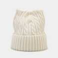 thumbnail image 1 of WTXUE Beanie Knit Hat Cat Ear Hat Cute Cat Knitted Hat Winter Knit Cable Hat for Women Girls Thick Fleece Lined Hat Soft Warm Hat Winter Hat Beige One Size, 1 of 4