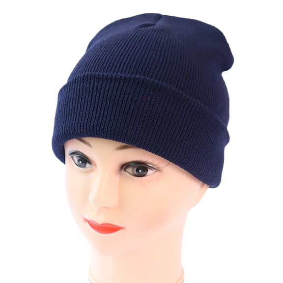WTXUE Beanie Knit Hat Men's And Women's Knitting Pullover Hat Warm Wool Hat In Autumn And Winter Solid Fashion Knitting Hat Thick Fleece Lined Hat Soft Warm Hat Winter Hat Navy One Size