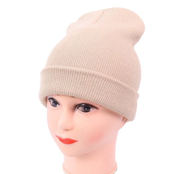 WTXUE Beanie Knit Hat Men's And Women's Knitting Pullover Hat Warm Wool Hat In Autumn And Winter Solid Fashion Knitting Hat Thick Fleece Lined Hat Soft Warm Hat Winter Hat Beige One Size
