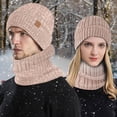 thumbnail image 1 of WTXUE Beanie Knit Hat Men's And Women's Winter Knitted Fleece Windproof Hood Scarf Coif Winter Knit Hat Warm Hats for Adult Windproof Hat Hat And Scarf Set Winter Warm Hat Pink One Size, 1 of 9