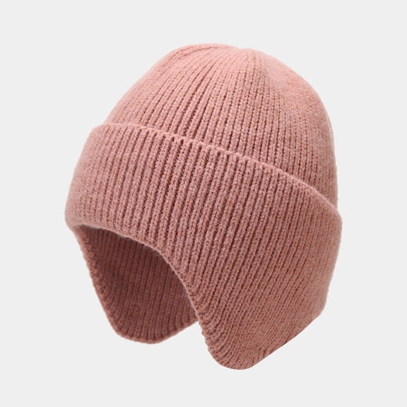 WTXUE Beanie Knit Hat Mens Women Winter Hat Cold Weather Hood Outdoor Sports Windproof Knit Cap Thick Fleece Lined Hat Outdoor Hat Winter Warm Hat Pink One Size