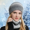 thumbnail image 1 of WTXUE Beanie Knit Hat Thermal Womens Knitting Flocking Hat Scarf Winter Warm Hat Earmuffs Cycling Baseball Caps Thick Skull Cap Soft Warm Hat Winter Hat Grey One Size, 1 of 4