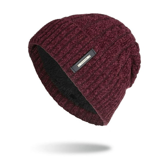 WTXUE Beanie Knitted Hat Women&Men Boys&Girls Unisex Knit Caps Hedging Head Hat Beanie Caps Warm Outdoor Fashion Hat Thick Fleece Lined Hat Winter Hat Soft Warm Hat Wine One Size