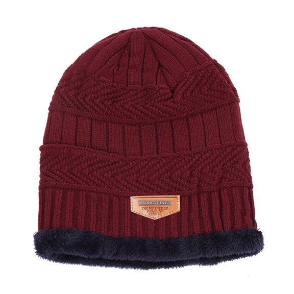 WTXUE Beanie, Mens Winter Hat Contrast Men Warm Knitted Fleece Hats for Women Colors Fashion Winter, Red