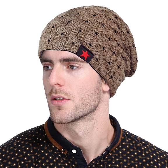 WTXUE Beanie Skull Cap Winter Warm Chunky Checked Knit Women Reversible Baggy Snow Cap Warm Unisex Hat Colors Plain Knit Hat Outdoor Hat Winter Warm Hat D One Size