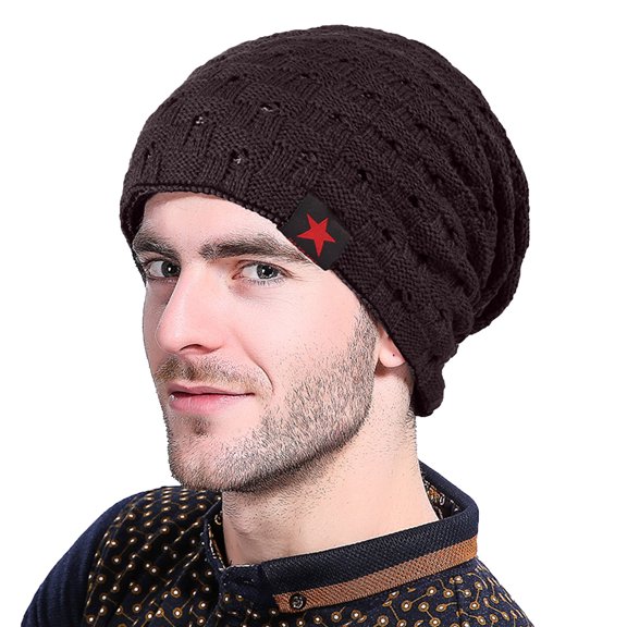 WTXUE Beanie Skull Cap Winter Warm Chunky Checked Knit Women Reversible Baggy Snow Cap Warm Unisex Hat Colors Plain Knit Hat Outdoor Hat Winter Warm Hat E One Size