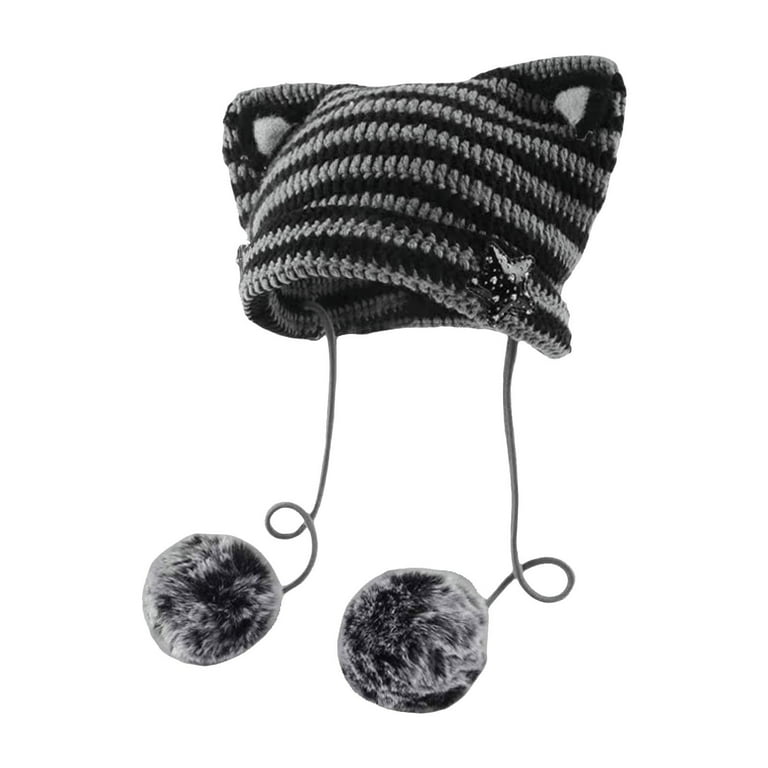 WTXUE Beanie, Women Cat Ear Hat with Pom Poms Star WTXUE Beanie, Women Cat Ear Hat with Pom Poms Star