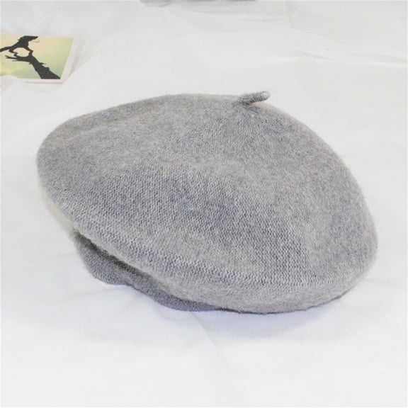 WTXUE Beret Faux Fur Hat Ladies Solid Color Imitation Wool Beret Bud Hat Painter Hat Newsboy Cap Outdoor Hat Winter Hat Grey One Size