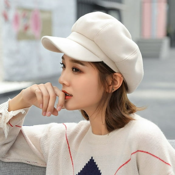 WTXUE Beret Newsboy Cap Ladies Hat Autumn And Winter Warm Fashion Wool Beret Painter Dome Trend Hat Visor Hats Army Hat Outdoor Hat White One Size