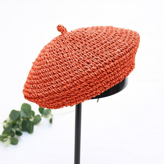 WTXUE Beret Straw Hat Beret Artist Hat French Hat Casual Solid Color Breathable Hat for Women Newsboy Cap Beach Hat Outdoor Hat Red One Size
