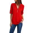 thumbnail image 1 of WTXUE Blouses for Women Button Women LadiesLoose Shirt Chiffon Zipper s Plus Size Tops Long Sleeve Plus Size Tops for Women, Red 4X-Large, 1 of 8