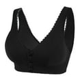 thumbnail image 1 of WTXUE Bras for Women, Daisy Bras for Older Women 2024 Convenient Front Closure Button Cotton Bras for Seniors No Underwire Breathable Button Leisure Bra, Black, 1 of 5