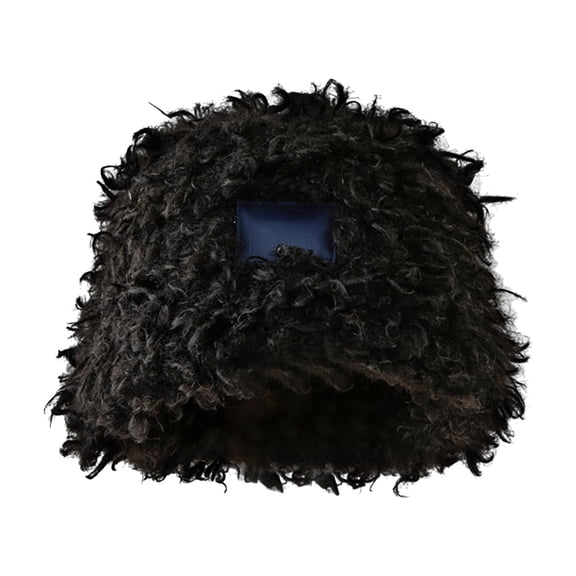 WTXUE Bucket Hat Faux Fur Hat Winter Warm Cute Female Plush Lamb Student Commuting Exposed Washbasin Hat Fisherman Hat Ski Hat Winter Hat Comfort Hat Black One Size