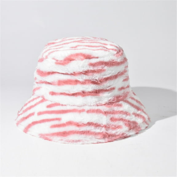 WTXUE Bucket Hat Faux Fur Hat Women Winter Spring Fashion Fleece Warm Fisherman Hat Sunscreen Outdoors Hat Ski Hat Comfort Hat Winter Hat Pink One Size