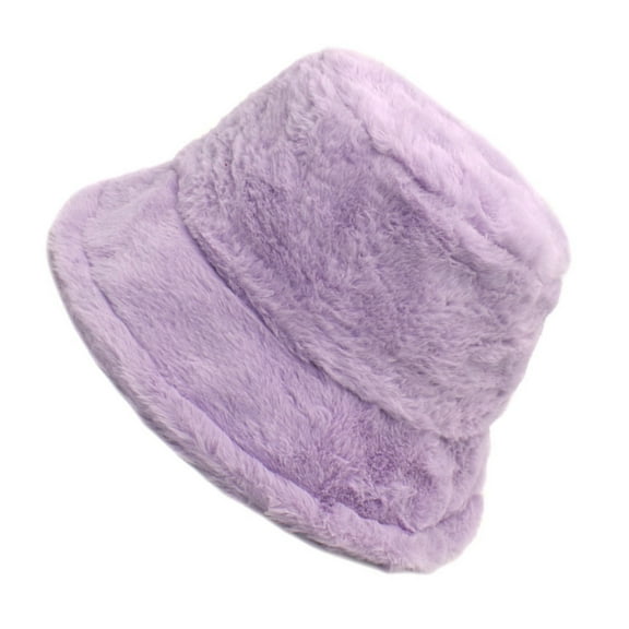 WTXUE Bucket Hat Faux Fur Hat Womens Solid Color Winter Thermal Windproof Bucket Fisherman Hat for Women for Girls Hiking Hat Outdoor Hat Winter Warm Hat A M