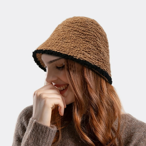 WTXUE Bucket Hat Faux Fur Hat Womens Winter Hats Warm Fisherman Hats Fashionable Hats Basin Hats Hiking Hat Outdoor Hat Winter Warm Hat Khaki M