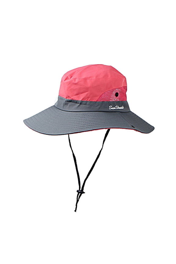 Bucket Hat, Hats Foldable Womens Ponytail Sun Cap Wide Hole Hat Mesh Baseball Caps, 1# Hot Pink