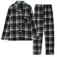 thumbnail image 1 of WTXUE Button Up Pajama Set for Women Long Sleeve Shirt and Pajama Pants Soft Pjs Lounge Sets Long Sleeved Collared Shirt Checked Pajamas Home Set Black M, 1 of 8