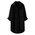 thumbnail image 1 of WTXUE Button-Up Shirts Long Sleeve, Notch Neck Shirts for Women Down Blouses Shirts Button Blouse Cotton Solid, Linen Shirts, Workwear for Women Black L, 1 of 7